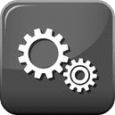 A picture of an app icon with two gears.